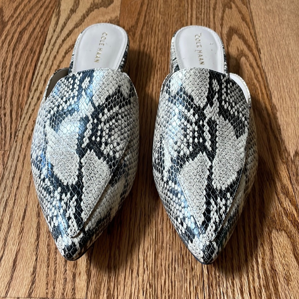 Cole Haan Piper Snakeskin Mules - never worn